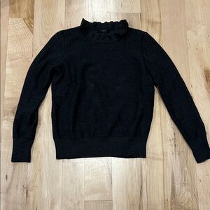 J. Crew Black Ruffled Turtleneck Sweater